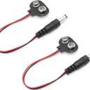 2 Pack 9V Battery Clip 9 V Battery Connector with 2.1mm X 5.5mm Male DC Plug for Arduino Electronics, Student Experiment, STEM Project, and Research