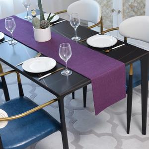 Dinning Table Runner Cloth 12 x 120 Inches Farmhouse Kitchen Coffee Burlap Table Runner Cloth for Holiday Party, Dark Purple
