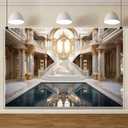 ChloropLastid 10x8ft Luxury Palace Hall Backdrop Retro Royal Gold Hall Staircase Birthday Party Decoration Photography Background Wedding Ceremony Bridal Shower Girls Art Portrait Photo Backdrop