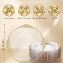 Morejoy 100 Pieces Gold Plastic Plates - Clear Gold Disposable Plates - 10.25inch Clear Plastic Dinner Plates With Gold Rim for Weddings & Parties & Shower