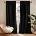 NICETOWN Halloween Black Velvet Blackout Curtains for Living Room, Solid Heavy Matt Rod Pocket Drapes/Window Treatments for Hall, Theater (2 Pieces, 96 inches Long) (52"W x 96"L (Pack of 2))