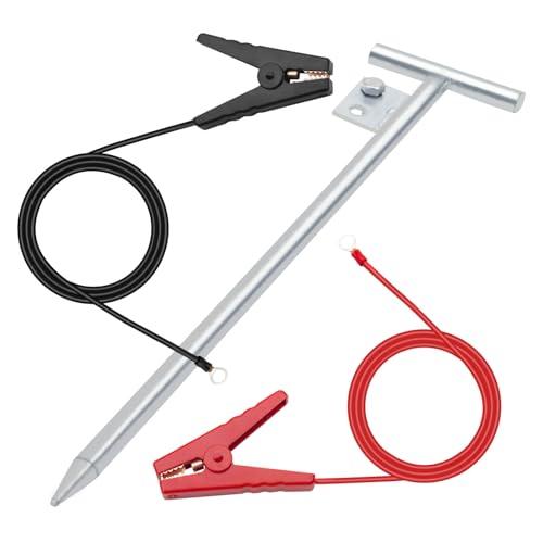 Electric Fence Wire - Grounding Rod for Solar Powered Energizers, Alligator Clip Lead Wire for Electric Fence Chargers, Ideal for Generator Use