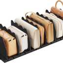 SPACEKEEPER Shelf Divider for Closet, Adjustable Purse Organizers Handbag Separators Storage Organizer Bookshelf Separator Dividers in Bedroom Office Kitchen Bathroom, Black