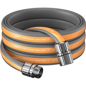 Giraffe Tools 25FT Garden Hose, 5/8" Lightweight Lay Flat Water Hose, No-Kink, Flexible Gardening Hose with Male to Female Aluminum Fitting, Customizable-Length Hose Pipe for Yard