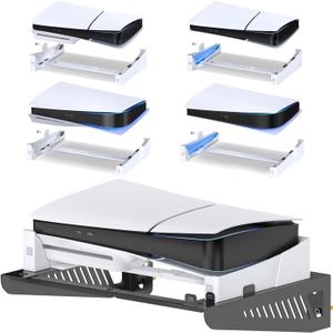 PS5/PS5 Slim Wall Mount Kit Horizontal, Shelf Wall Mount Horizontal for PlayStation 5 Disc & Digital, Game Accessories Base Stand, Upgraded Floating WallMount with Stable Screw Fixing
