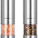 SIMPLETASTE Electric Salt and Pepper Grinder Set, Automatic One Handed,Stainless Grinders with Lights and Adjustable Coarseness,Battery Operated