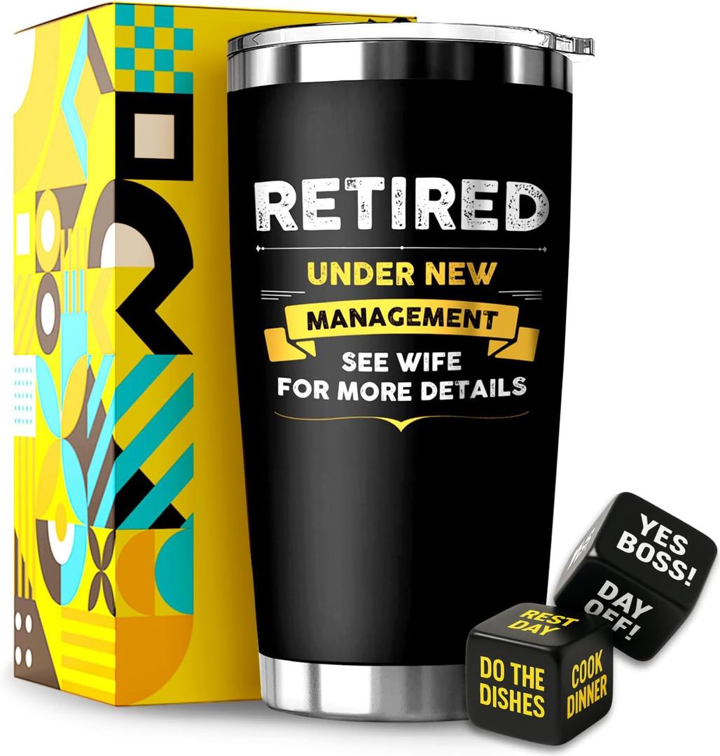 Retirement Gifts for Men 2026 with Premium Design Gift Box, Keeps Drinks Hot or Cold - Great for Retirement Party Decorations