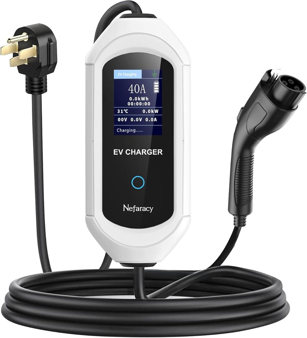 EV Charger Level 2, 40 Amp Portable EV Charger for All SAE J1772 EVs, 25ft Cable, 9.6KW EV Car Charging Station with App Control, Electric Vehicle Chargers(240V, NEMA14-50 Plug)