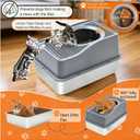Top Entry Cat Litter Box with Lid, Stainless Steel Enclosed Cat Kitty Litterbox, Top Loading Large Metal High Side Litter Pan Tray Box Enclosure Easy Cleaning Anti-Leakage