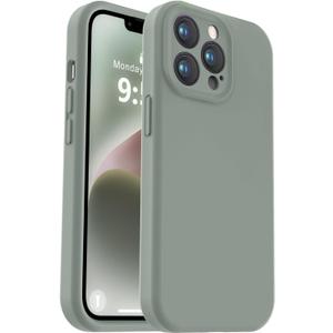 Vooii Compatible with iPhone 13 Pro Max Case, Liquid Silicone Upgrade [Camera Protection] [Soft Anti-Scratch Microfiber Lining] Shockproof Phone Case for iPhone 13 Pro Max 6.7 inch - Calke Green