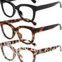 Reading Glasses for Women Men Square Oval Readers with Spring Hinge Anti UV Glare