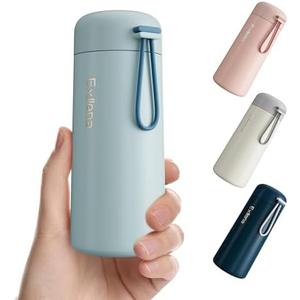 8 oz Water Bottles Made of 304 Stainless Steel, Small Water Bottles Double Wall Vacuum Insulation for Hot & Cold Drinks, Water Bottle Purse with Carry Handle - 100% Leakproof (Grayish Blue)