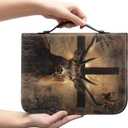 Leather Bible Cover for Men/Large Bible Case/Book Carrying Case with Pen Slot-Church Bag for Lady,Deer and Cross,Small