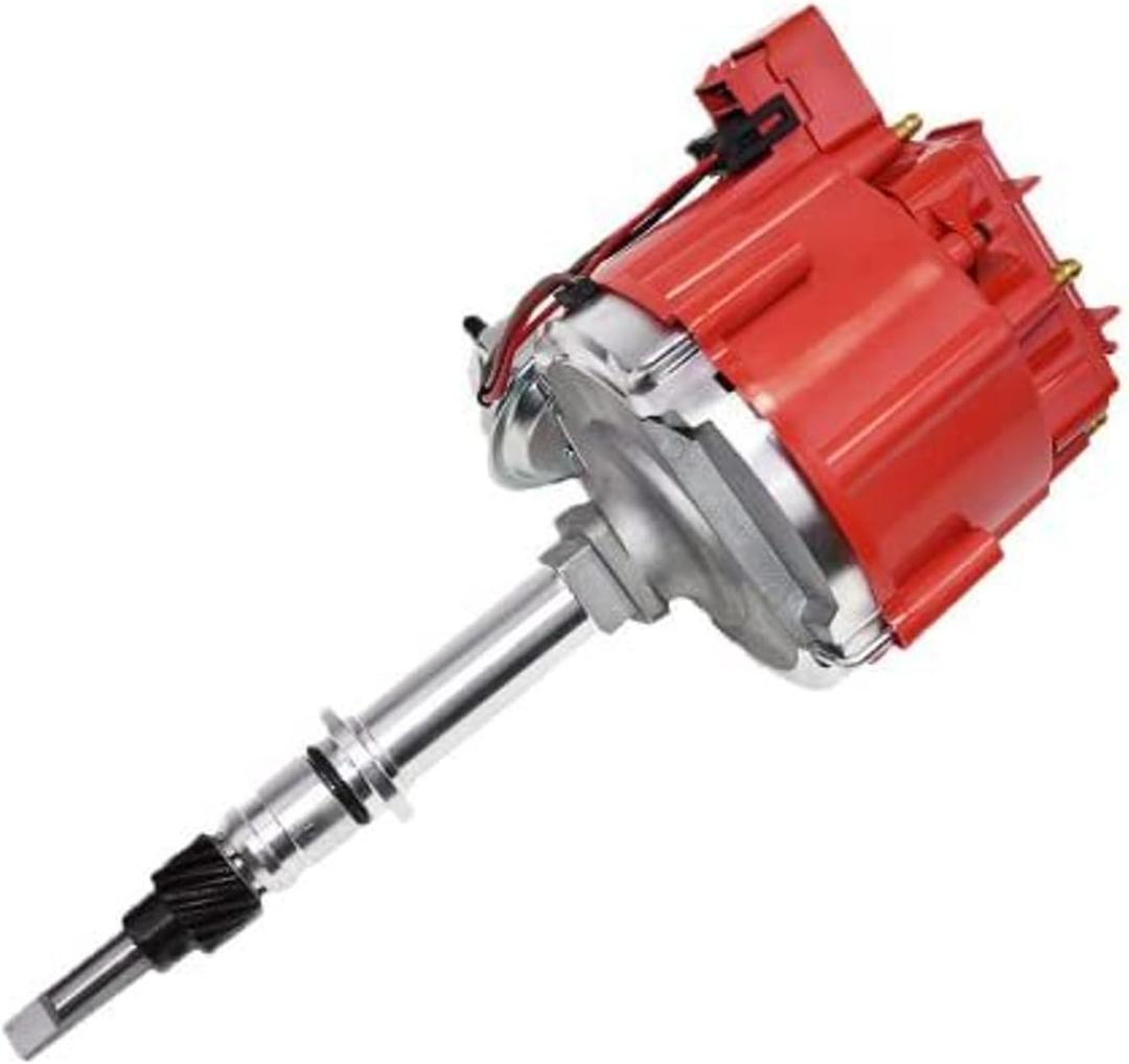 A-Team Performance - HEI Complete Distributor 65K Coil, 6 Cylinders - Compatible with AMC Incline 6, Compatible with Jeep Straight 232, 242, 258 - One Wire Installation, Red Cap