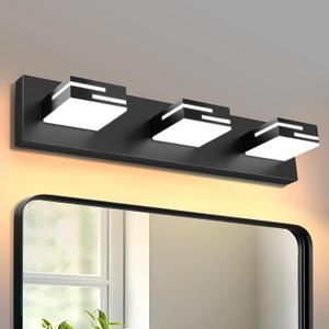 Modern Bathroom Vanity Light Fixtures 3-Light 5CCT Dimmable Matte Black Vanity Lights for Bathroom Lighting Fixtures Over Mirror, with 350° Rotatable Acrylic Heads, 22-inch