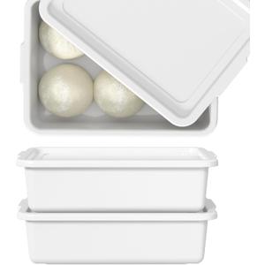 Morcte 3-Pack Commercial Dough Proofing Box Tray with 3 Lids, Commercial Bus Box with lid, White