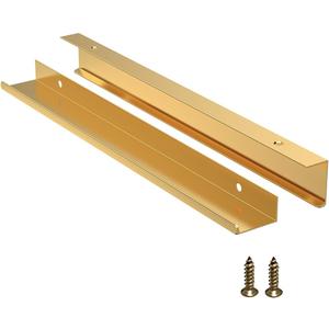 5 Pack Edge Gold Hidden Drawer Door Cabinet Handle Aluminum Alloy Finger Bar Pull Concealed Furniture Hardware Back Mount Dresser Handles for Kitchen Bathroom 300mm(11.8 Inch)
