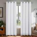 Deconovo Blackout Curtains, Foil Print Hexagon Geometrical Pattern Drapes, Grommet Curtain Panels for Bedroom(52W x 63L Inch, Greyish White, 2 Panels)