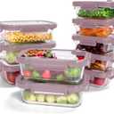 10-Pack Glass Food Storage Containers with Tempered Lids  Borosilicate, Airtight, Oven-Safe (-4F~950F), BPA-Free, 4.4 & 1.6 Cup, Leak-Proof, Dishwasher Safe (Pink)