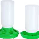 NAOEDEAH Chicken Feeder and Waterer Set no Waste Chick Feeder and Waterer Kit 1L Chicken Water Feeder Poultry Waterer Baby Chick Starter Kit (Green)