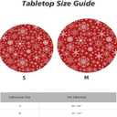 Christmas Winter Snowflakes Tablecloth with Elastic Edge, Round Table Cover Washable Reusable Xmas Red Table Cloths for Kitchen Dining Party, Medium (Fits 45-50 in)