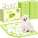 MIZOK Puppy Pads with Adhesive Tabs Green Daisy Prints Small 22x22in 100Ct
