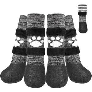 KOOLTAIL Anti Slip Dog Socks to Prevent Licking Paws for Hot/Clod Pavement,Waterproof Long Snow Dog Boots&Paw Protectors with Straps Traction Control for Hardwood Floor for Medium Dogs, Size M