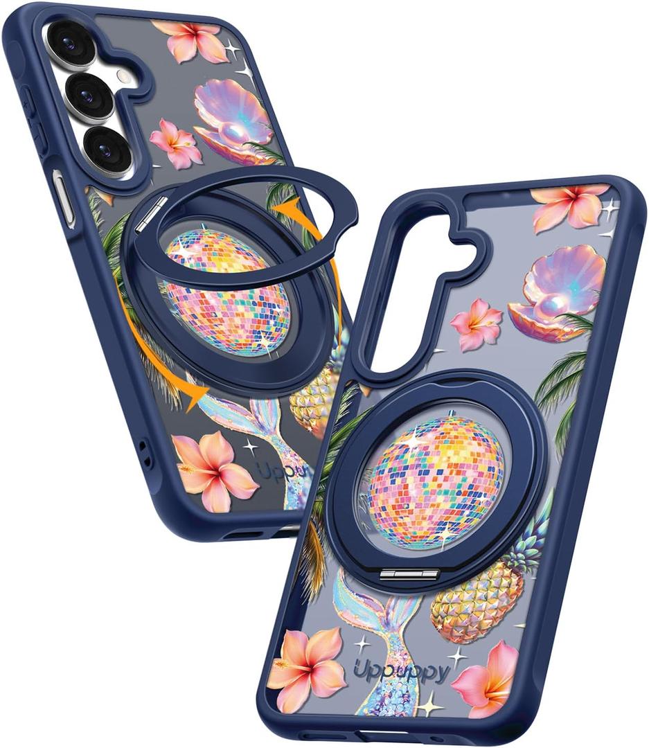 Uppuppy for Samsung Galaxy A16 4G/5G Case- Compatible with MagSafe for Women Girls Bulit-in 360 Rotatable Magnetic Ring Holder Kickstand Cute Aesthetic Y2K Design for Samsung A16 (Summer)