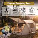 Pop-up Camping Tent, 2 Person Waterproof Beach Tent, 2 Doors, 98.4 * 59 * 43.3in, with Carry Bag, for Camping Hiking Traveling（Off-White）