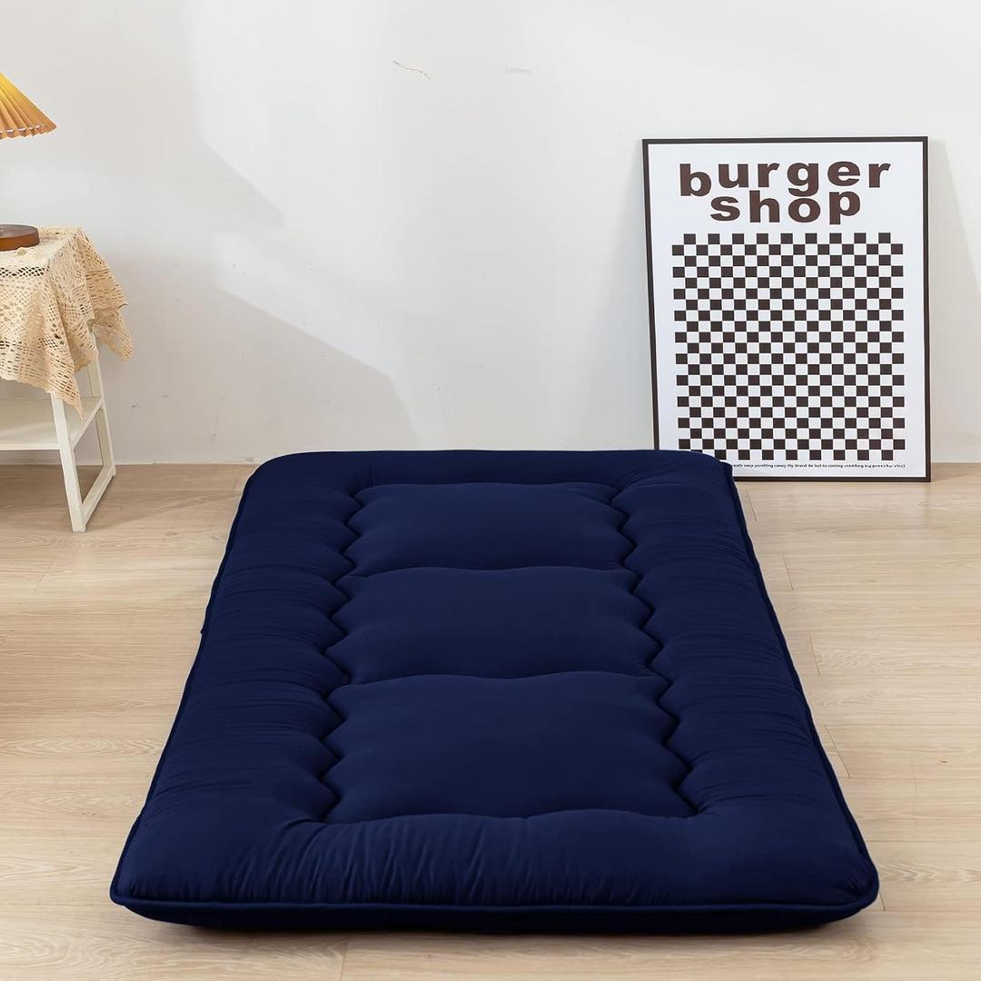 MAXYOYO Cot Japanese Floor Futon Mattress, Single Size Tatami Mat Sleeping Pad Foldable Roll Up Boys Girls Narrow Mattress
