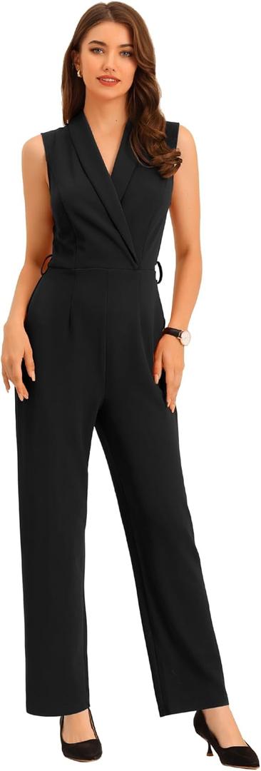 Allegra K Women's Work Jumpsuit Formal Office Sleeveless Wide Leg Jumpsuits Dressy Romper (Large) Allegra K Women's Work Jumpsuit Formal Office Sleeveless Wide Leg Jumpsuits Dressy Romper (Large)