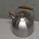 Tea Kettles Stovetop, 2.6 Quart Whistling Tea Kettle for Stove Top, Food Grade Stainless Steel Teapot Tea Pot with Wood Pattern Handle for Home Kitchen, Brushed Silver