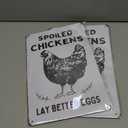 2 x Chicken Decor for Coop Farmhouse Kitchen Garden Funny Vintage Metal Chicken Signs