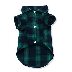 Koneseve Dog Shirt, Pet Plaid Clothes T-Shirt Sweater Matching Breathable for Small Medium Large Dog Cat Puppy Adorable Casual Cozy Halloween Thanksgiving Christmas Costumes (Green; 4XL)