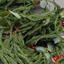 Christmas Cedar Garland for Mantle, Realistic Greenery Garland, Thickness Artificial Pine Garlands for Christmas Mantel Table Outdoor Indoor Xmas Holiday Seasonal Decor(6FT Red Berries, Pine Cones)