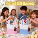 Easter Basket Empty 2 PCS Bunny Woven Rope Easter Baskets for Kids Easter Hunt Baskets with Handle Bags Easter Gifts for Kids Toddlers Girls Boys Teens Set of 2 Blue and Pink