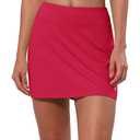 BUBBLELIME Women Adjustable Running Tennis Skort Pockets Workout Golf Skirt (Red, M)