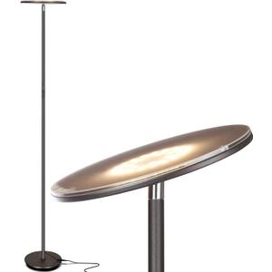 Brightech Sky LED Floor lamp, Torchiere Super Bright Floor Lamp for Living Rooms & Offices - Dimmable, Tall Standing Lamp for Bedroom Reading - Bronze