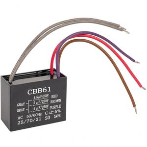 CBB61 4.5uf+5uf+5uf 5-Wire 250V AC Ceiling Fan Capacitor by BlueStars - Pack of 1 - Replacement for Hampton Bay Ceiling Fan - 50/60 Hz - 2 Wires Electrical Power Relay Connecting Capacitor