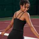 RUNNING GIRL Yoga Tank Tops for Women Built in Shelf Bra B/C Cups Strappy Back Activewear Workout Compression Tops (Black, L)