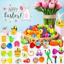 WOWSCAN [6 Golden Eggs] 100PCS Prefilled Easter Egg Fillers with Novelty Toys Inside, Easter Basket Stuffers Classroom Prizes Supplies Egg Hunt Party Favors for Kids Toddlers Boys Girls