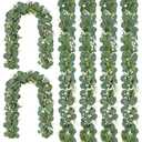 CQURE 6 Pack 5.9Ft Eucalyptus Garland,Artificial Eucalyptus Flowers Leaves Table Greenery Garland Wreath Vines for Wedding Party Table Bedroom Wall Decor