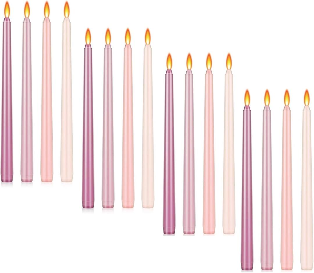MTLEE 64 Pcs 10 Inch Valentine's Day Long Tapered Candle Stick Bulk Smokeless Unscented Burning Candlestick Paraffin Wax with Cotton Wick for Dinner Anniversary Wedding Party Church (Gradient Pink)