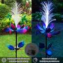 Solar Hummingbird Wind Spinners, Solar Firework Lights Garden Dcor, Metal Lotus Flower Windmill Colour Changing Optical Fiber Lights Yard Decoration, Outdoor Wind Sculpture for Lawn Patio,Balcony