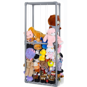 Animal Storage, Stuffed Animal Zoo Storage, Stuffed Animal Holder, 63x23x16 inch Stuff Animal Organizer, Plush Toys Holder for Nursery Play Room Bedroom, Grey