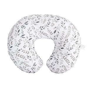 Boppy Original Nursing Pillow, Gray Taupe Leaves, Ergonomic Nursing Essentials for Bottle and Breastfeeding, Firm Fiber Fill, with Removable Pillow Cover, Machine Washable