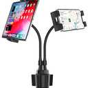 YOOZ Dual Car Tablet Mount for Cup Holder, Gooseneck Car Cupholder Tablet Holder with Strong Long Arm 10" for 4-12.9" Devices, iPad Pro Air Mini, Galaxy Tabs, Huawei, iPhone, Tablets & Phones