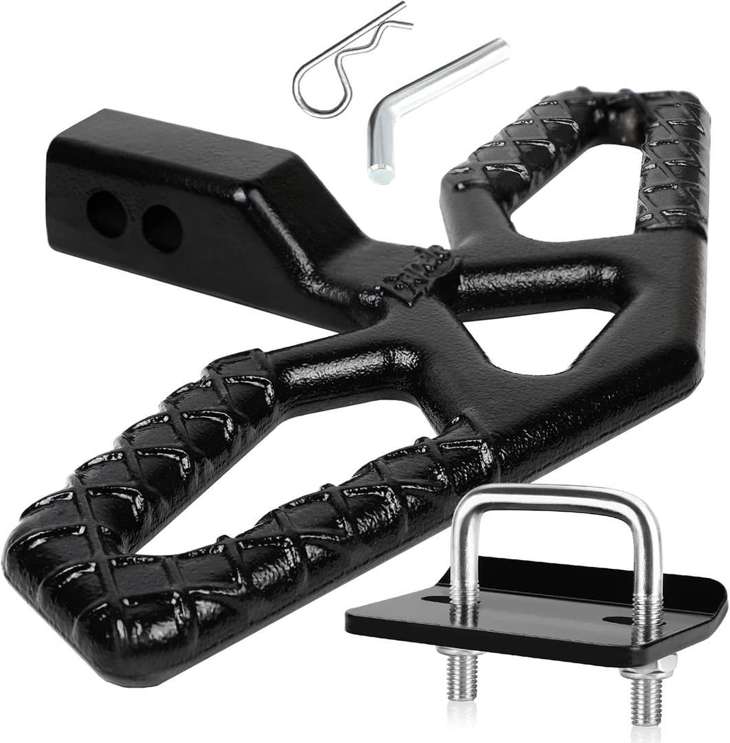 Eapele Tow Hitch Step for 2 inch Receiver, Universal Anti Slip Bumper GuardStrong Steel 10000lbs Maximum Load, for Trailer Tow Truck Pickup SUV Pickup Van RV (Hitch Step with the Tightener)