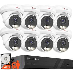 Anpviz 4K 16CH PoE Security Camera System, 8pcs Wired 8MP PoE IP Cameras Outdoor with Human Vehicle Detection, Smart Color Night Vision, 12MP 16 Channel NVR with 4TB HDD for Business, NDAA(U Series)