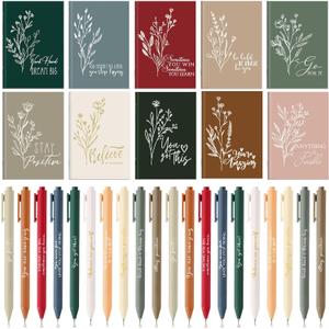 100 Pcs Inspirational Notebooks with Pen Bulk Motivational Mini Notepads Christmas Appreciation Gifts for Teacher Employee Team Coworker Nurse Staff Office Supplies (Retro Colors)